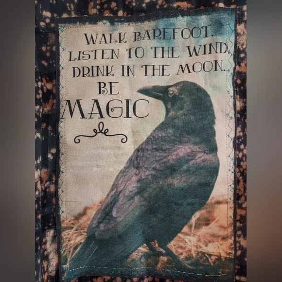 Angry Minnow Bleach Splatter Flannel Shirt Raven Graphic Boho Grunge Witchy XXL - Picture 8 of 16